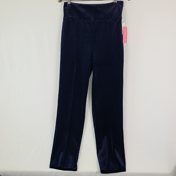 NEW Shoedazzle Women's Velvet Pants Navy Blue side zipper Sz M NWT - Picture 1 of 8